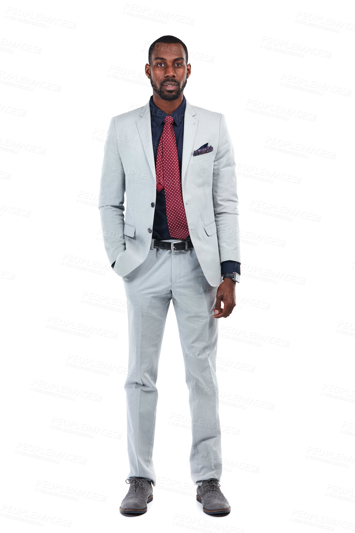 Buy stock photo Businessman, success and CEO with portrait and corporate boss, leadership and vision isolated on white background. Black man, black business and professional with executive, career goals with mindset