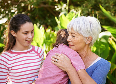 Buy stock photo Shot of a mature woman with her grandchildren