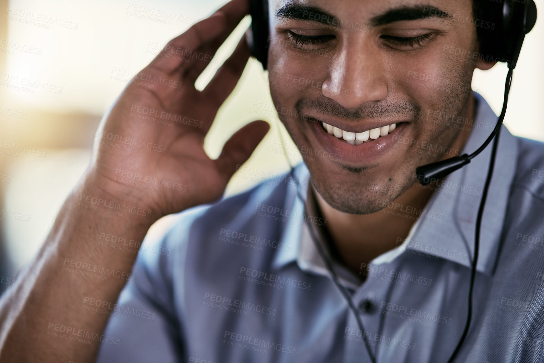 Buy stock photo Cropped shot of a call centre agent working in an office