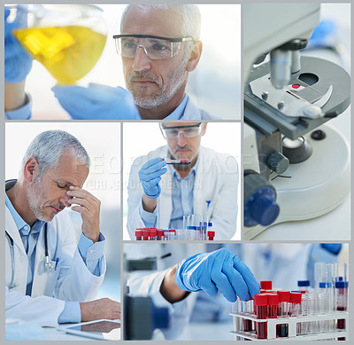Buy stock photo Composite of a scientist at work in the laboratory