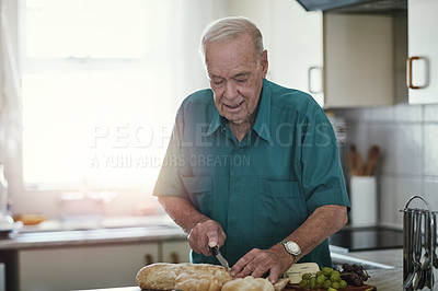 Buy stock photo Cropped shot of a senior man at home