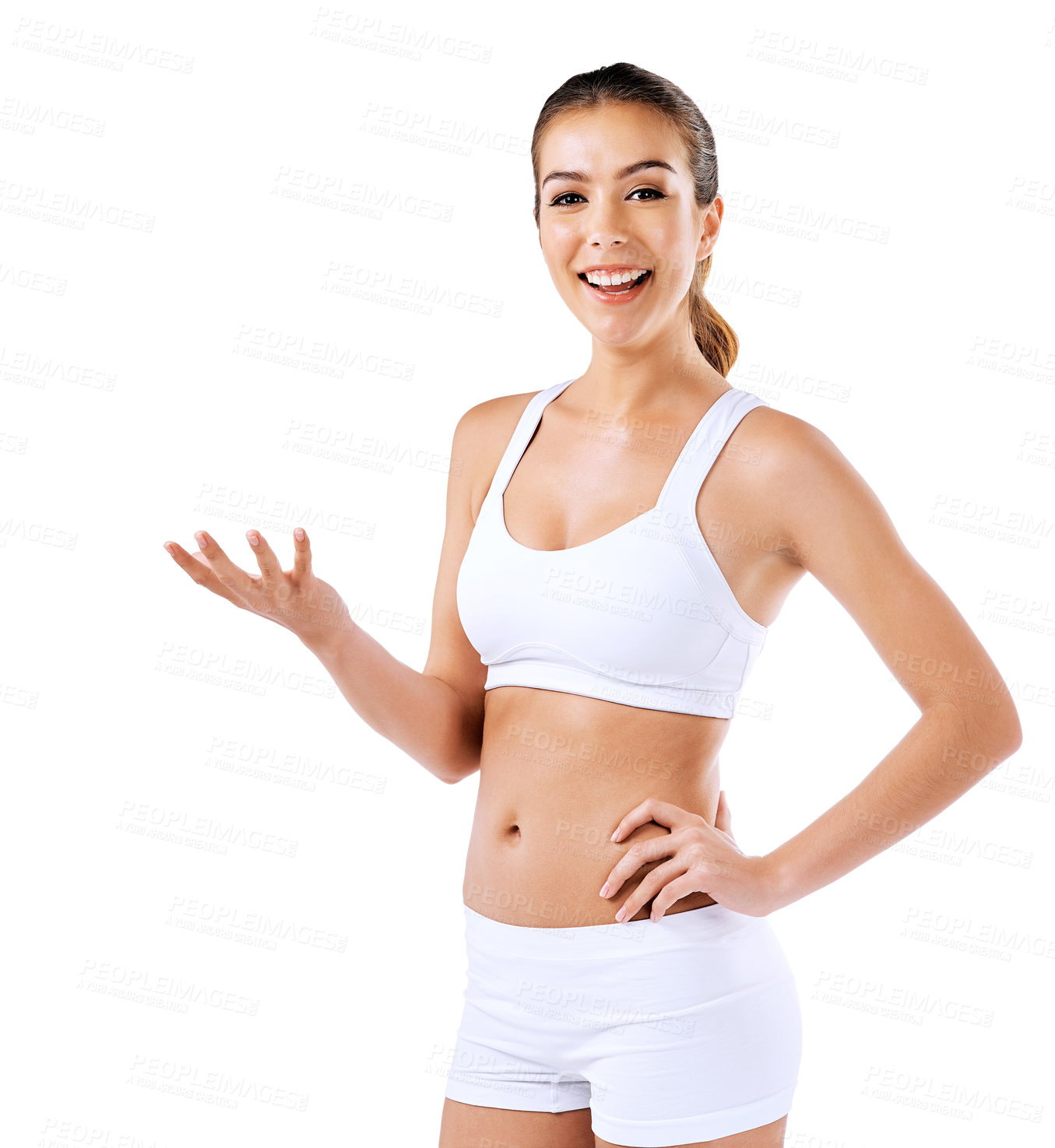 Buy stock photo Shot of a healthy woman posing against a white background 