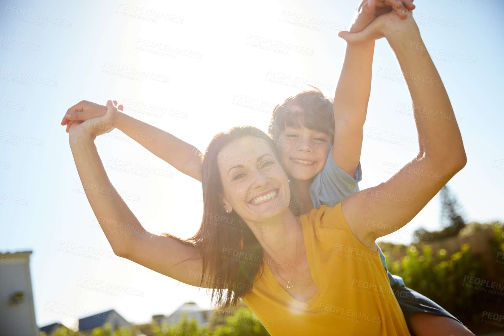 Buy stock photo Cropped shot of a single mother spending time with her son