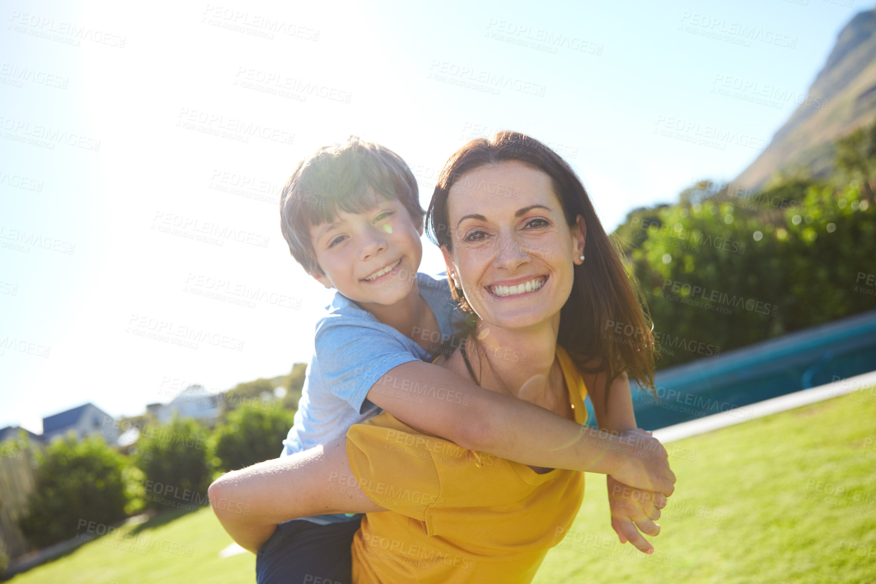Buy stock photo Cropped shot of a single mother spending time with her son