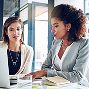 Two People Assessing Assessing their strategies together | Buy Stock Photo on PeopleImages ...