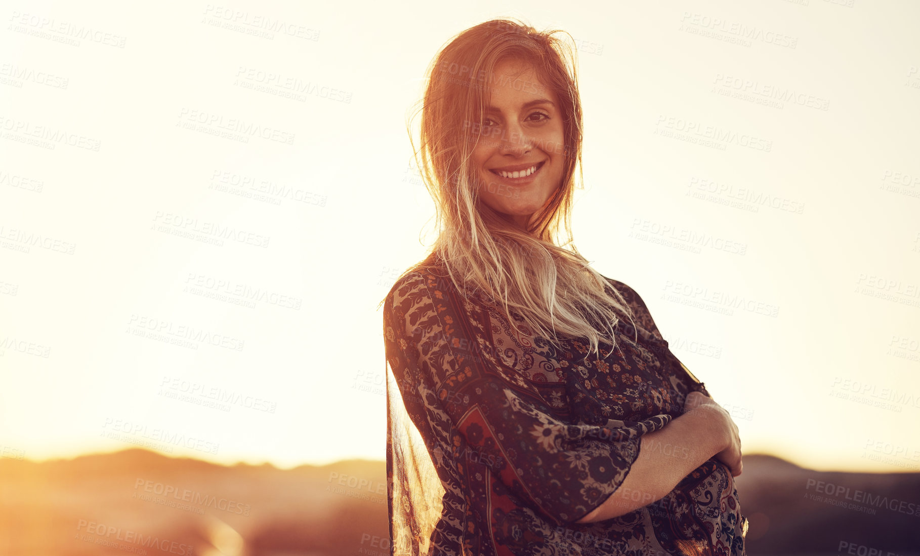 Buy stock photo Cropped shot of an attractive young woman spending the day outdoors