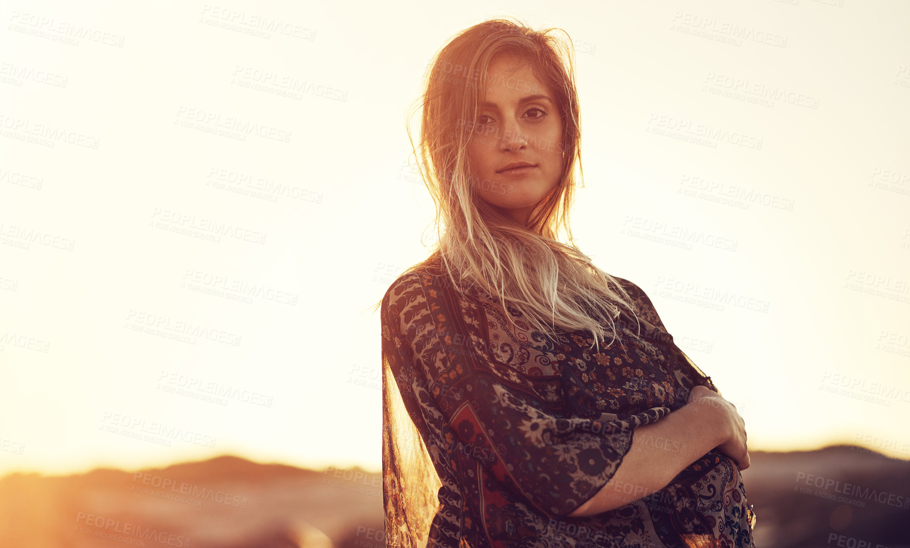 Buy stock photo Cropped shot of an attractive young woman spending the day outdoors