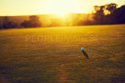 Buy stock photo Shot of a golf ball on an empty course