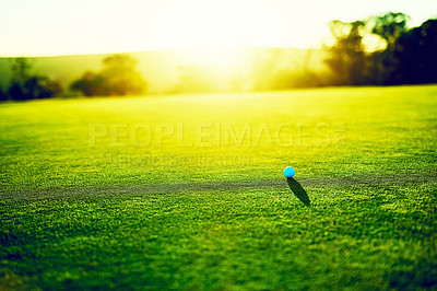 Buy stock photo Shot of a golf ball on an empty course