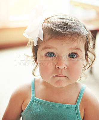 Buy stock photo Portrait of an adorable little girl at home
