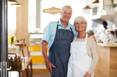 Buy stock photo Portrait of a senior couple running a small business together