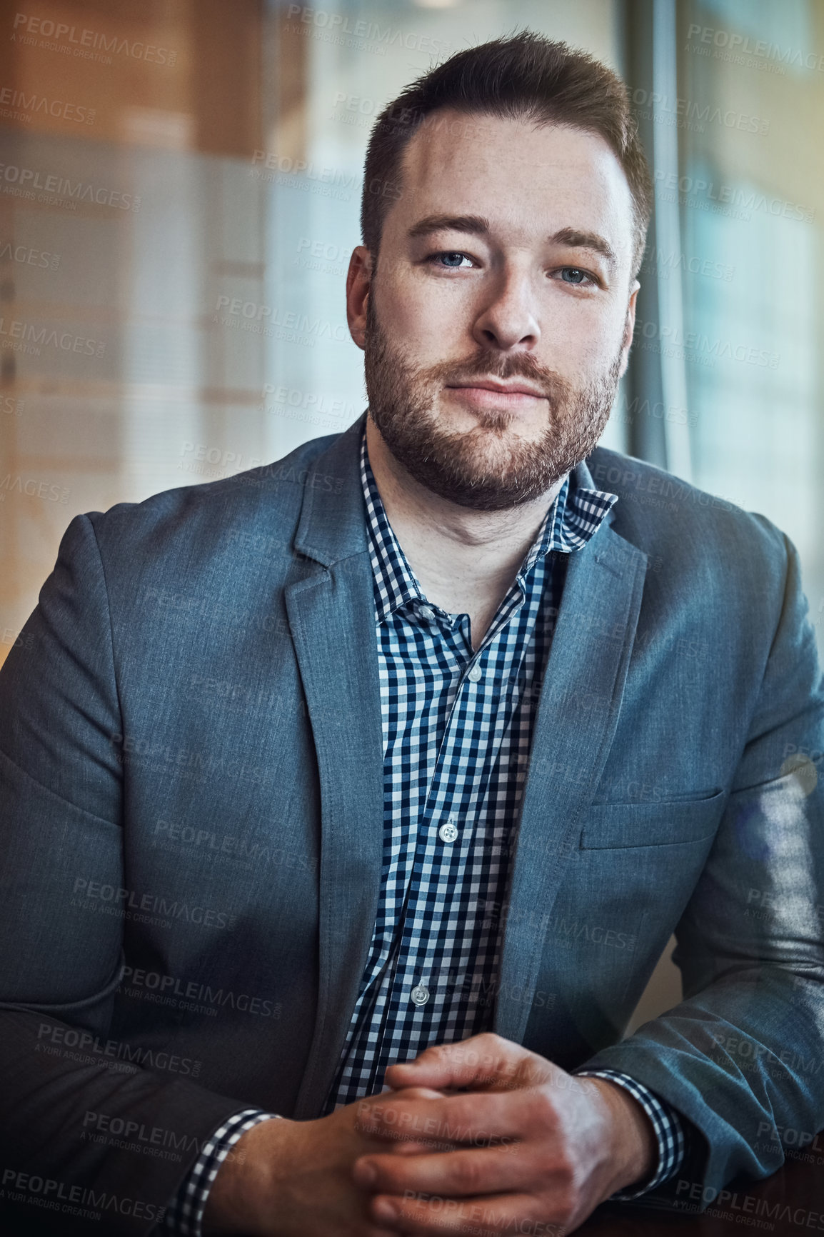 Buy stock photo Business, man and serious portrait in office for legal advice, litigation management and about us. Lawyer, legislation and employee at law firm with career development, judicial justice and integrity