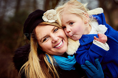 Buy stock photo Shot of a mother and daughter outdoors