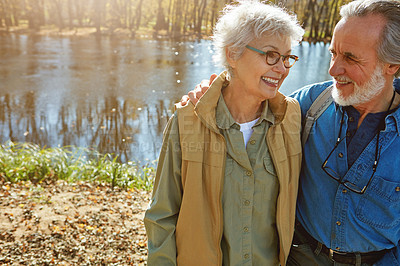 Buy stock photo Shot of a senior couple spending a day in nature together