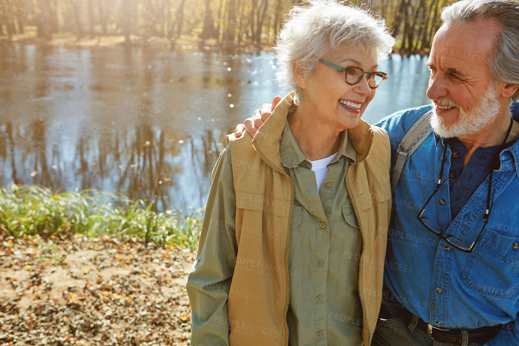 Buy stock photo Shot of a senior couple spending a day in nature together