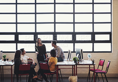 Buy stock photo Shot of creative employees having a meeting in a modern office