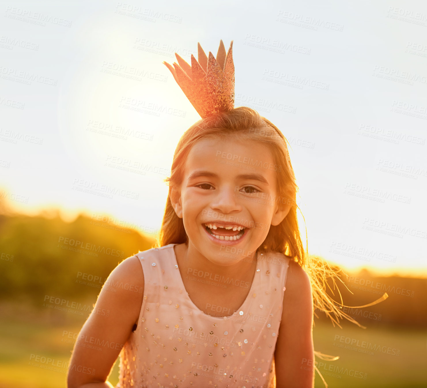 Buy stock photo Shot of an adorable little girl playing outdoors