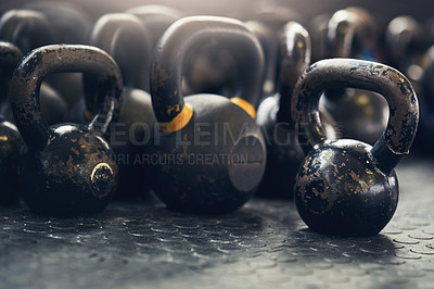 Buy stock photo Shot of weights in a gym