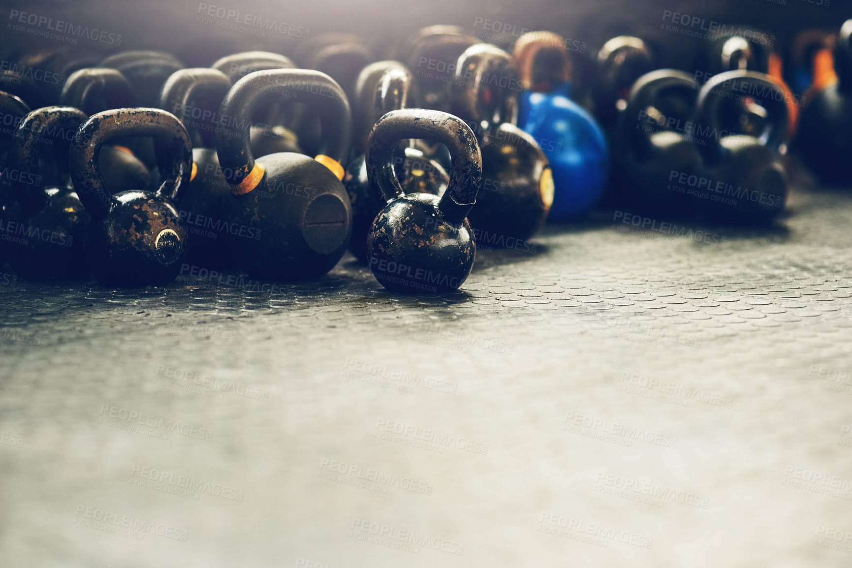 Buy stock photo Shot of weights in a gym