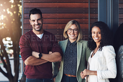 Buy stock photo Shot of young businesspeople at the office