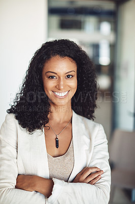Buy stock photo Shot of a young businesswoman in the office
