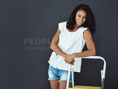 Buy stock photo Cropped shot of an attractive young female painter in the studio