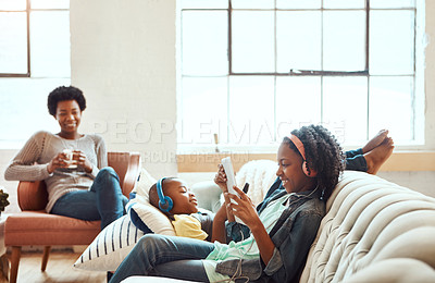 Buy stock photo Shot of a family having fun indoors 