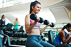 Building muscles with a smile on her face