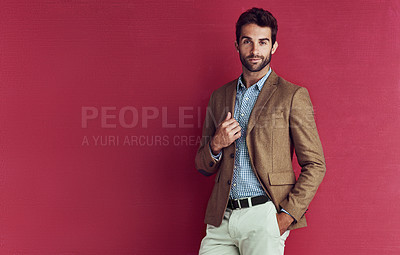 Buy stock photo Studio shot a handsome and stylishly dressed young man