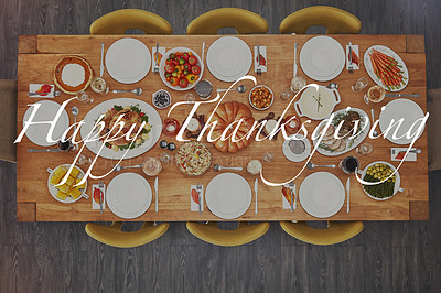 Buy stock photo High angle shot of a dining table with a text overlay