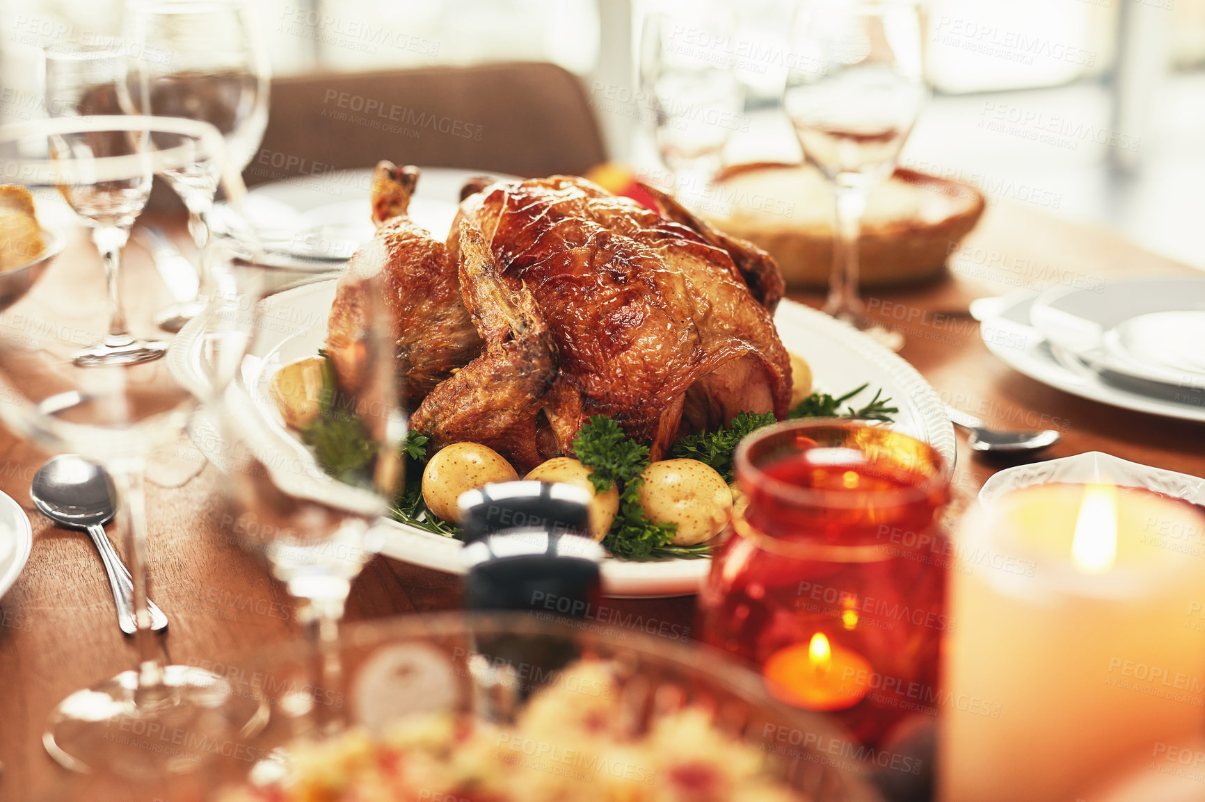 Buy stock photo Shot of a feast on a dining table with no people at it