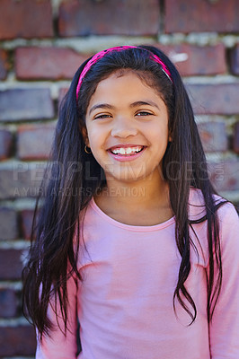 Buy stock photo Portrait of an adorable young girl outside