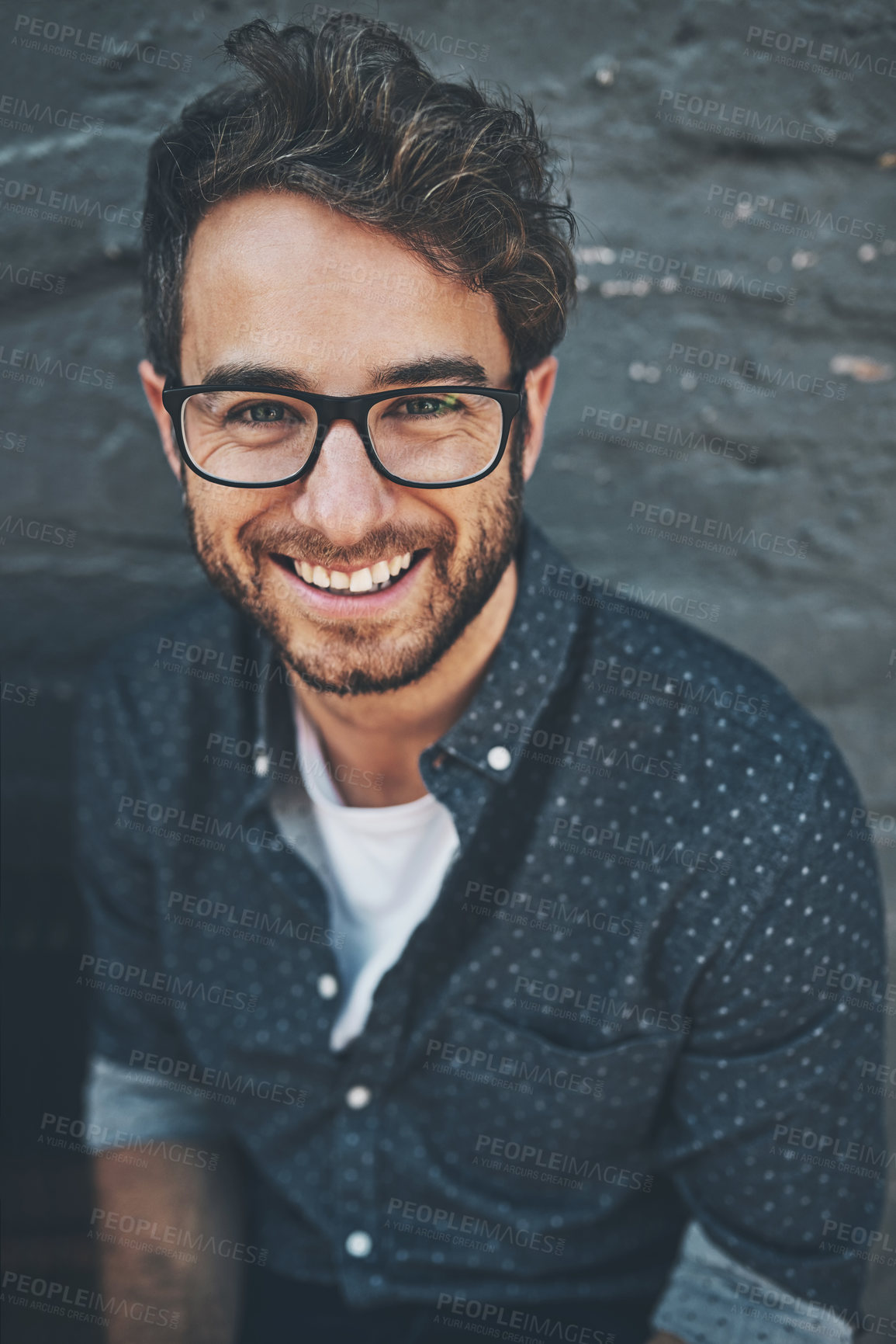 Buy stock photo Portrait of a handsome young man outside