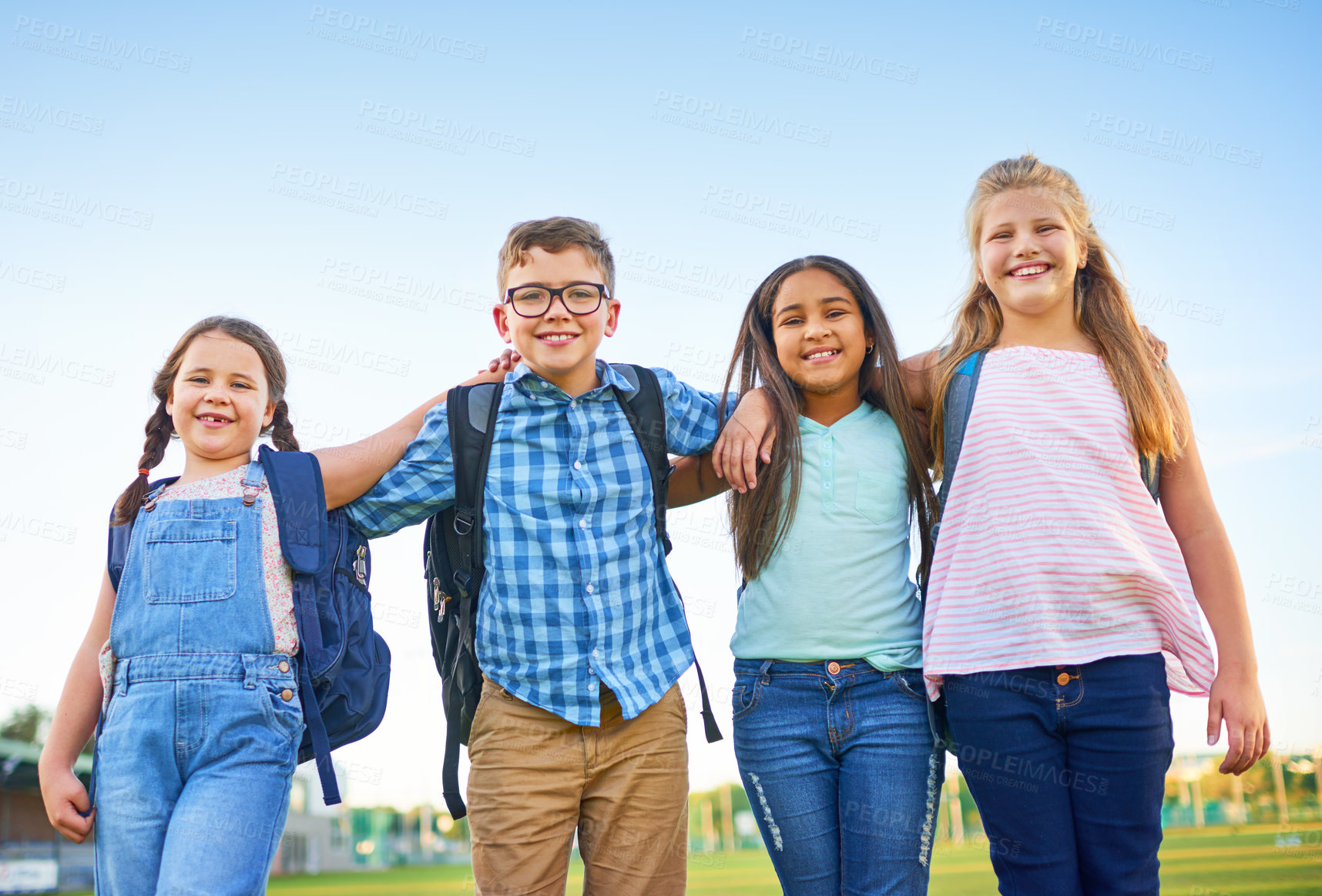 Buy stock photo Shot of a group of elementary school children together