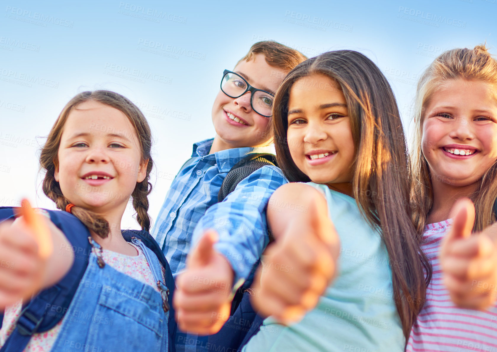 Buy stock photo Shot of a group of elementary school children together