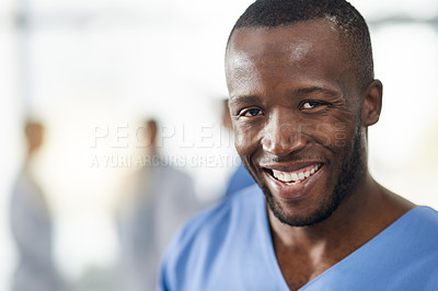 Buy stock photo Portrait of a happy young man working as a surgeon in a hospital