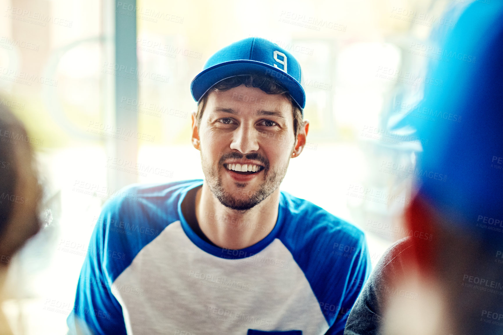 Buy stock photo Cropped shot of a man sitting indoors