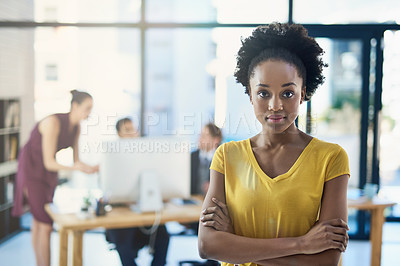 Buy stock photo Shot of corporate people working in a modern office