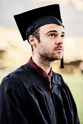 Buy stock photo Shot of a student on graduation day