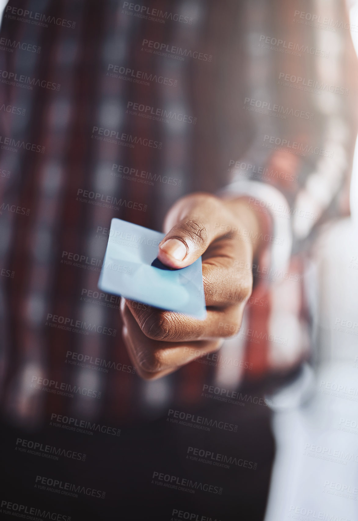 Buy stock photo Man, hand and credit card for online shopping, payment or checkout and purchase at retail store. Closeup of male person, hands or customer showing debit for ecommerce, transaction or banking to pay