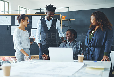 Buy stock photo Cropped shot of a group of creative businesspeople meeting in their office