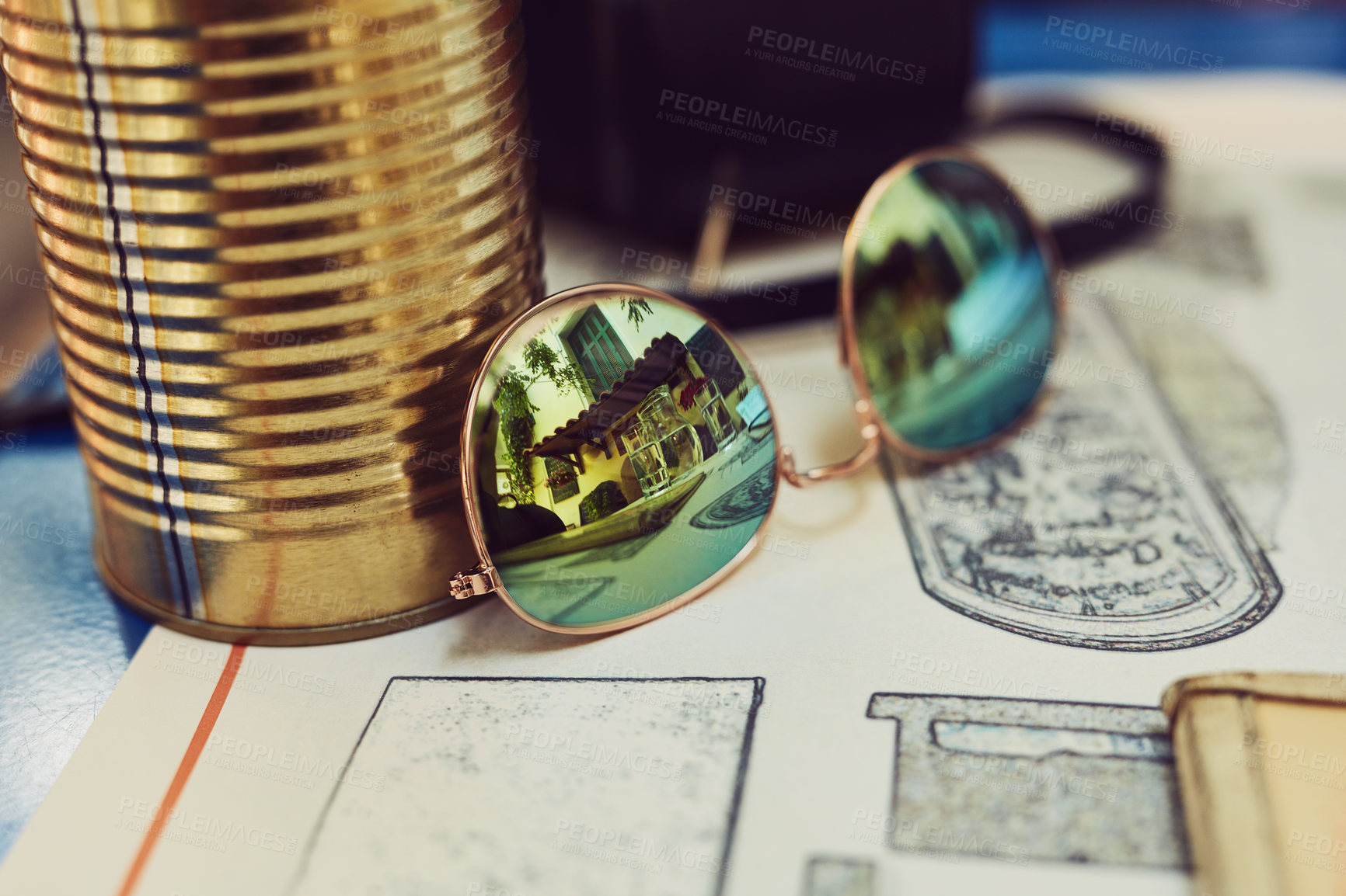 Buy stock photo Shot of sunglasses on a table with no people 