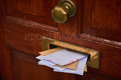Buy stock photo Cropped shot of letters in a letter box