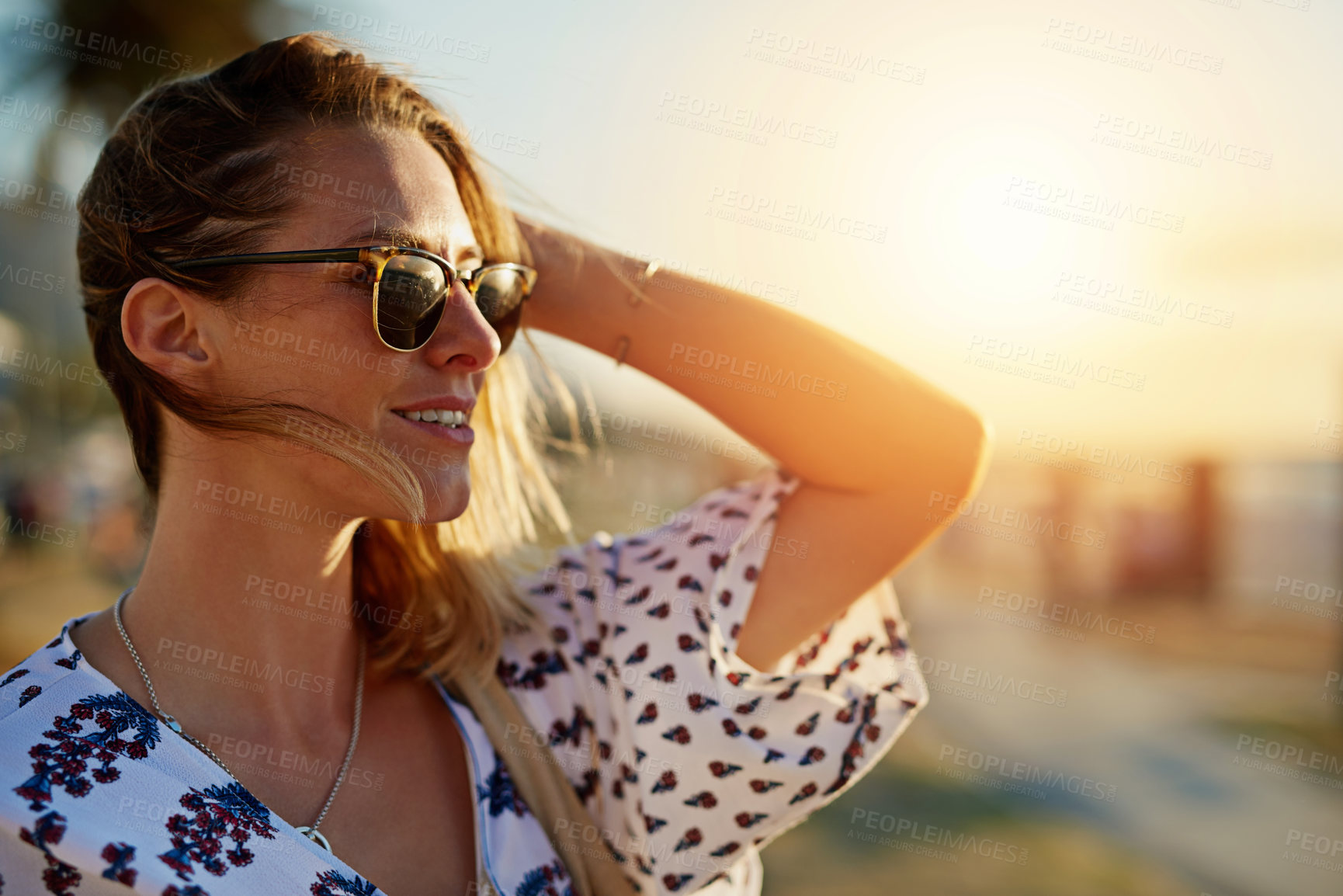 Buy stock photo Shot of a young woman on the beach