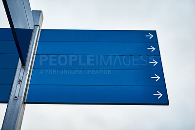 Buy stock photo Cropped shot of blank directional road signs