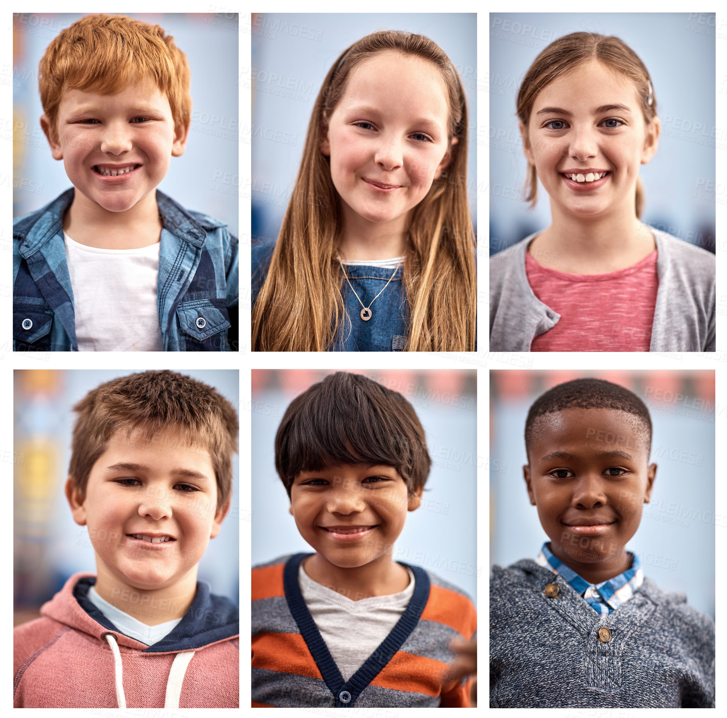Buy stock photo Composite shot of elementary school kids