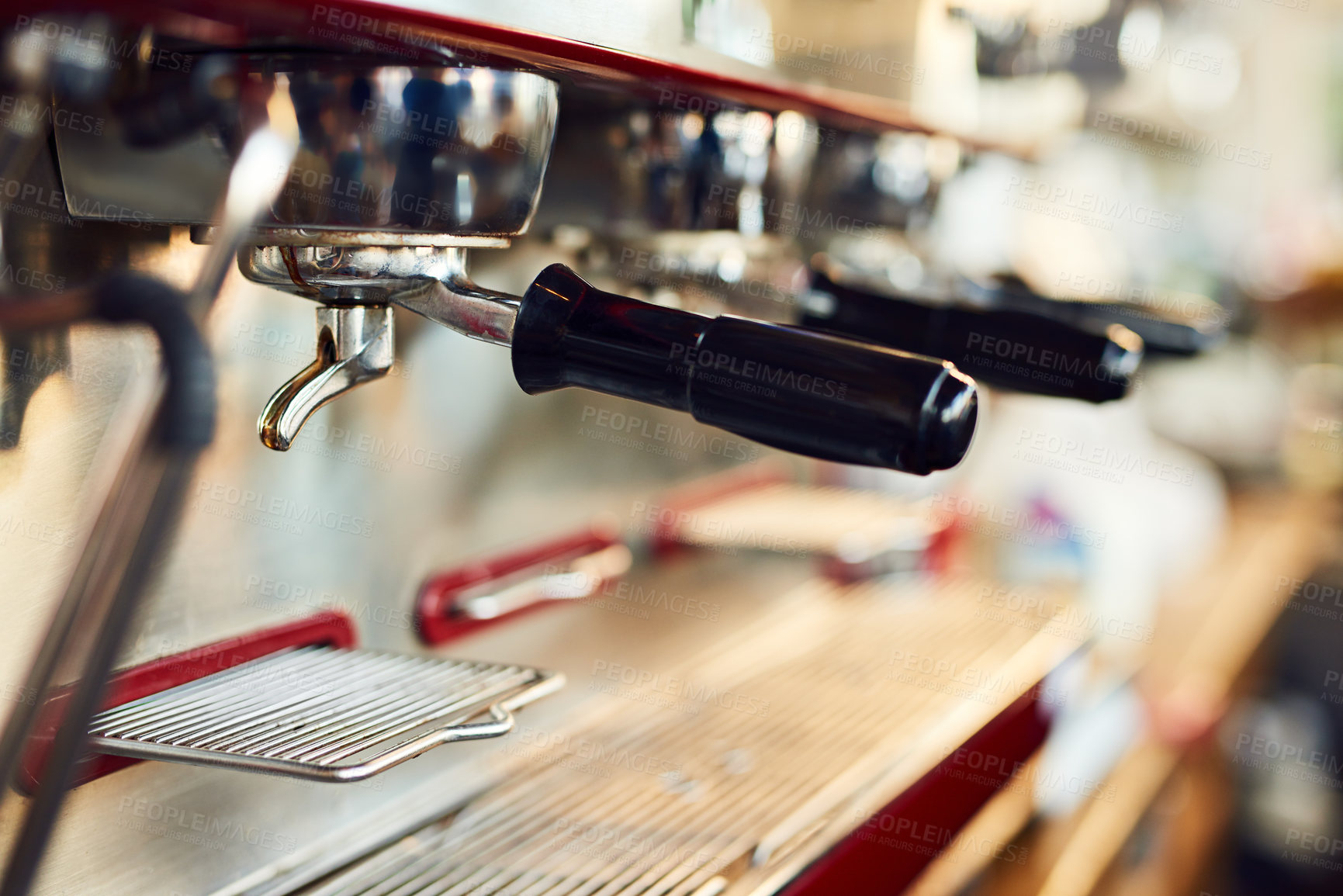 Buy stock photo Closeup shot of an expresso machine in a cafe