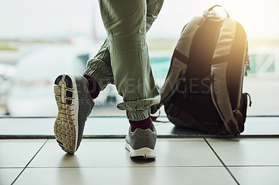 Buy stock photo Cropped shot of an unrecognizable woman waiting at the airport