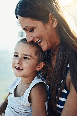 Buy stock photo Cropped shot of a single mother spending time with her son