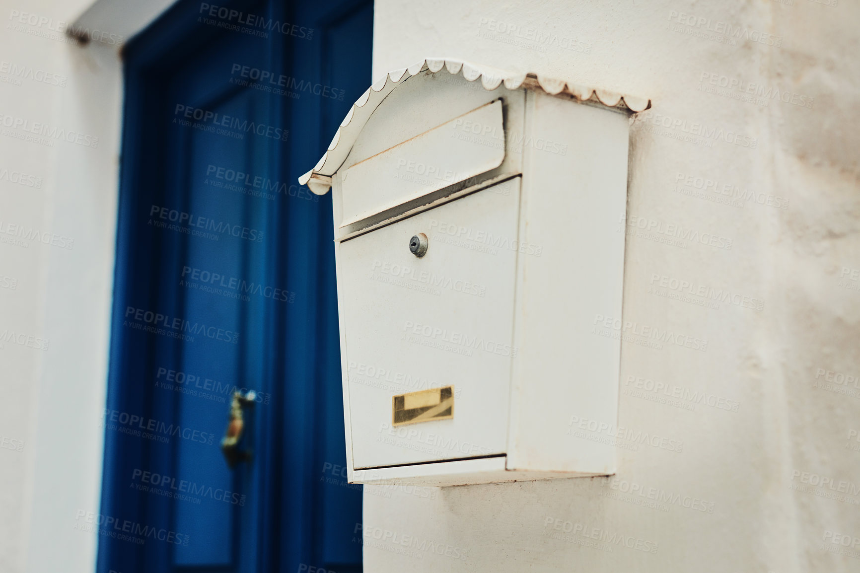 Buy stock photo Cropped shot of letterbox on a residential building